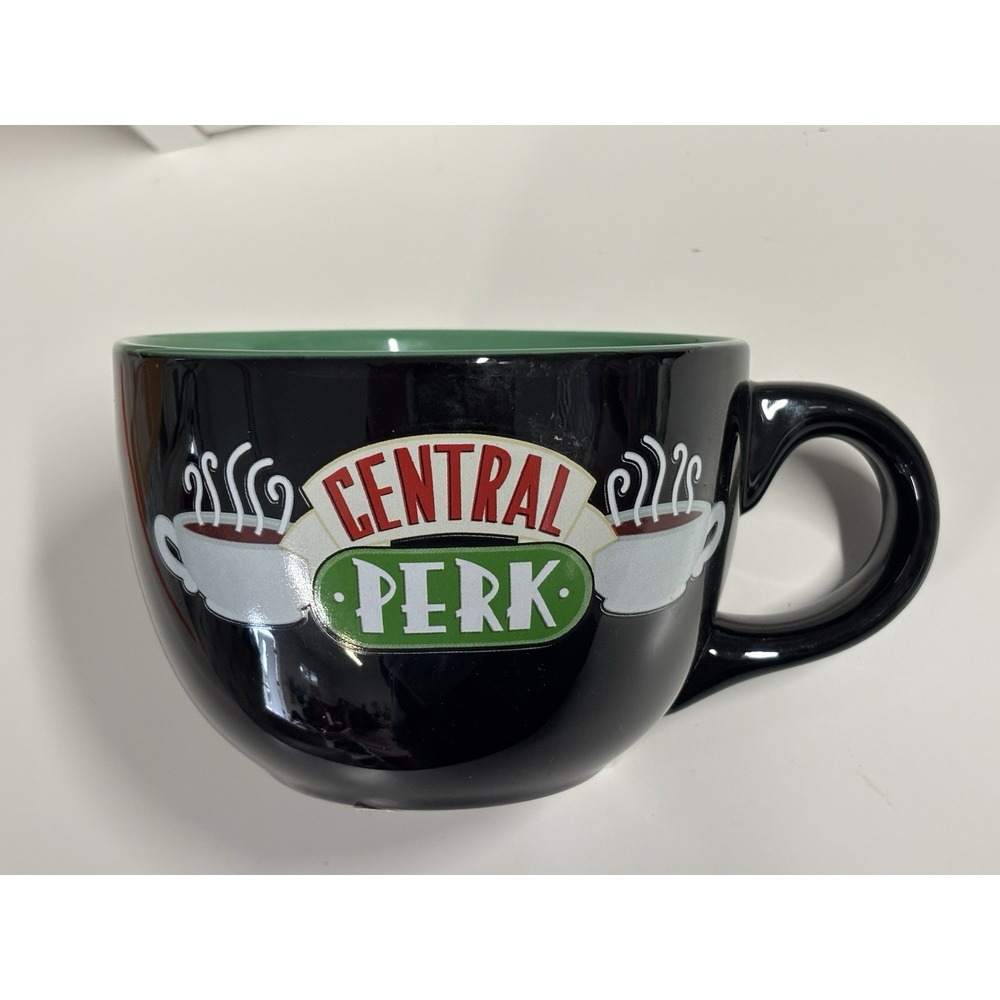 Friends TV Show Central Perk Logo Coffee Mug Black Green Ceramic Oversized Cup